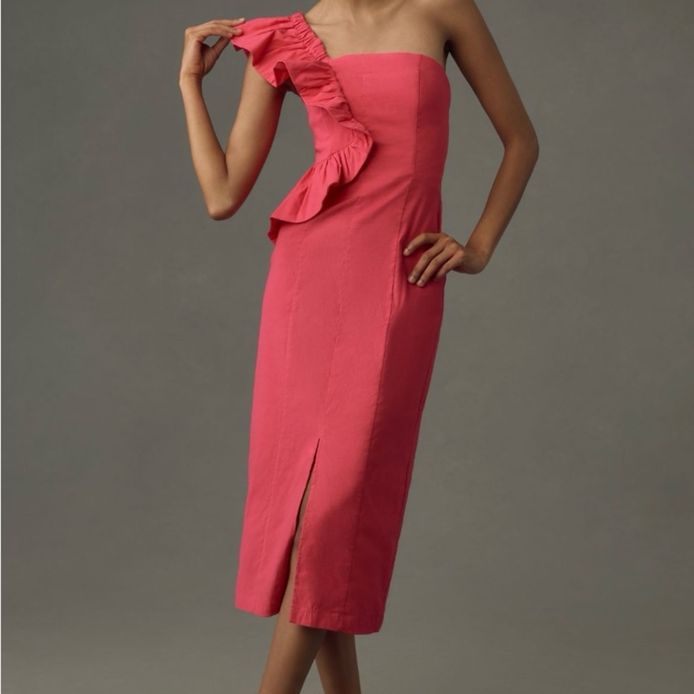 NWT Anthropologie Linen Blend Column Midi Dress